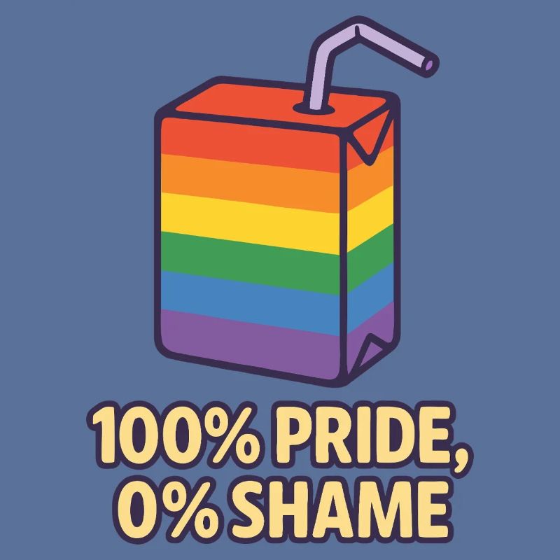 100% Pride, 0% Shame – Regenbogen-Saftbox Design
