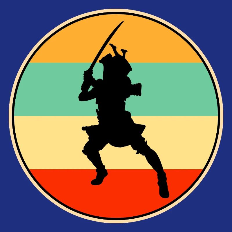 Samurai Warrior Retro Sunset Vintage-Silhouette