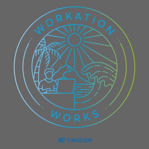 Workation works - Logo - blue multicoloured - Bluza męska Premium z kapturem
