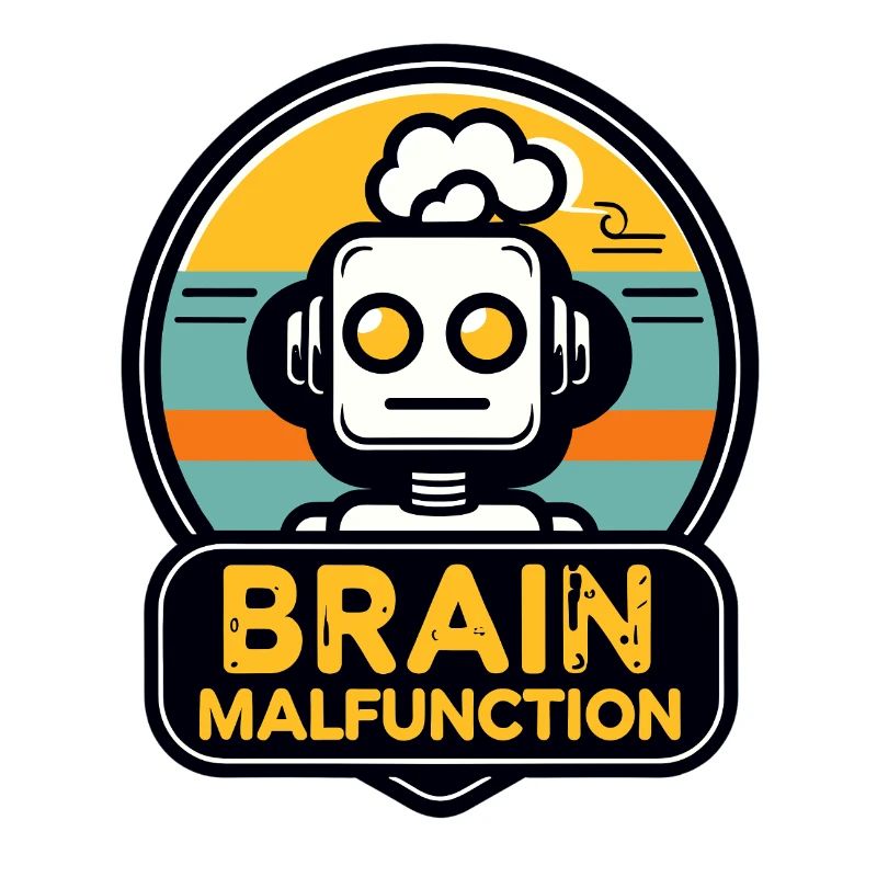 Brain Malfunction Retro Robot Logo