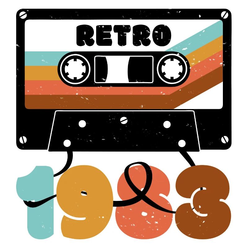 Typographie rétro des années 1980 à cassette de blocs de couleurs