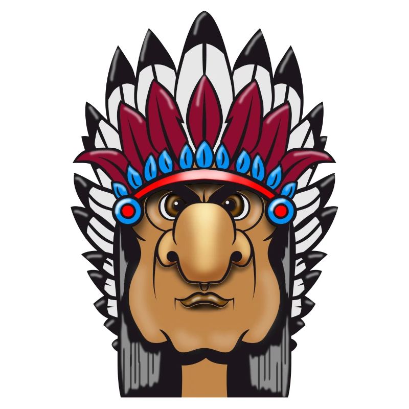 Grimmiger Indianerhäuptling mit Federschmuck Comic