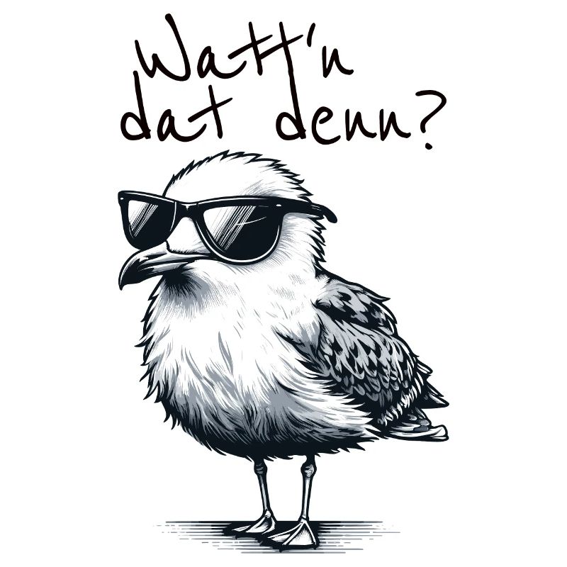 Watt'n dat denn Coole Möwe Nordsee Spruch