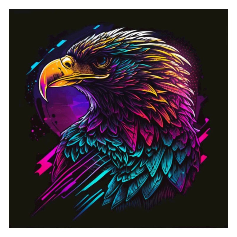 Adler mit Neonfarben, Synthwave / 80er Jahre