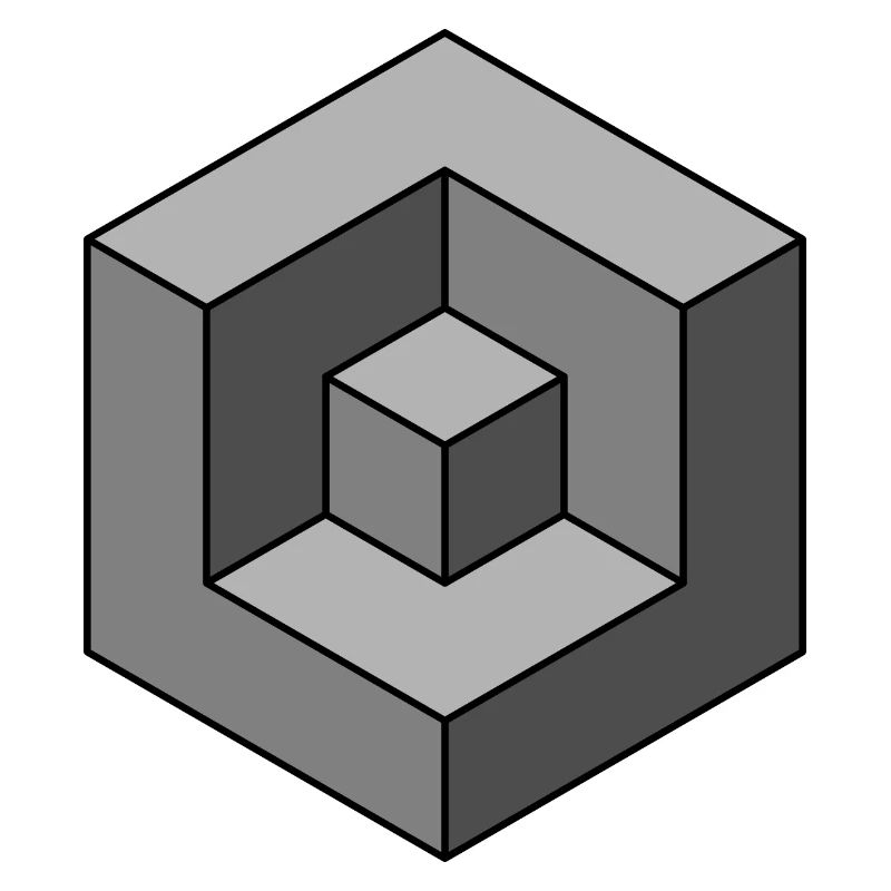 cube 3D gris