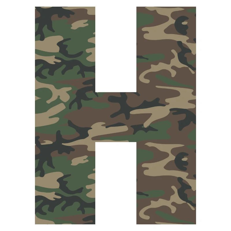 Tough letter H in camouflage pattern!