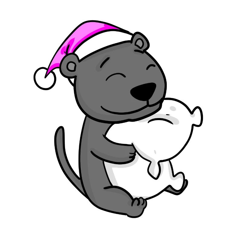 cute black panther with pillow and sleeping cap