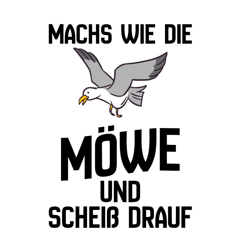 Seemöwe im Flug Cartoon-Design - Scheiß drauf