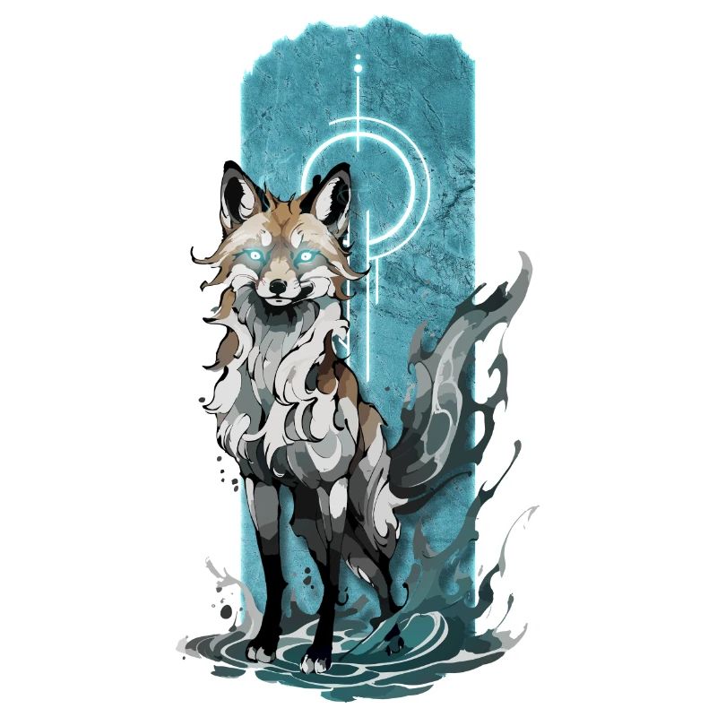 Ethereal Fox Spirit: Mystical Blue Flame Fox
