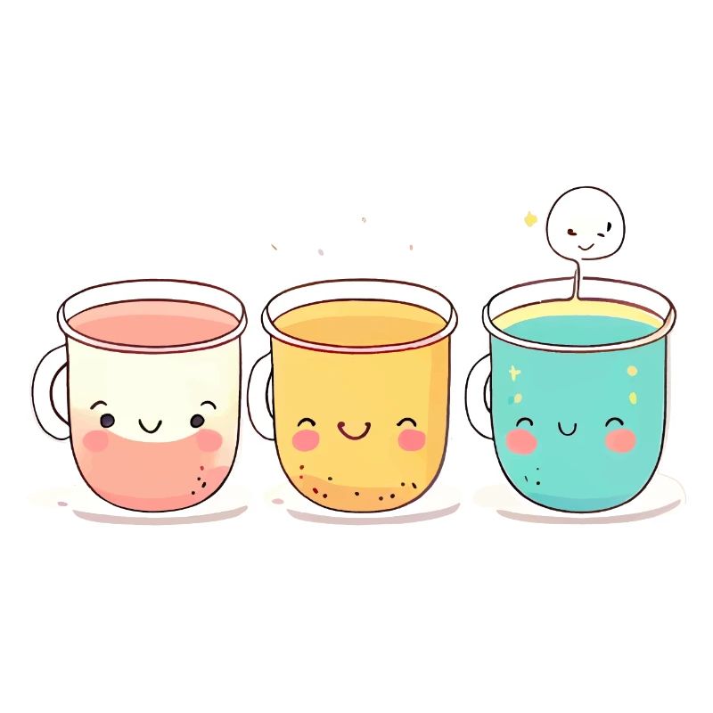3 mignon bubble tea bébé visage anime kawaii
