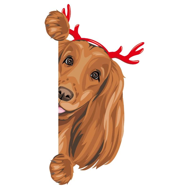 Chien Peeking Cocker Spaniel avec des cornes de Noël