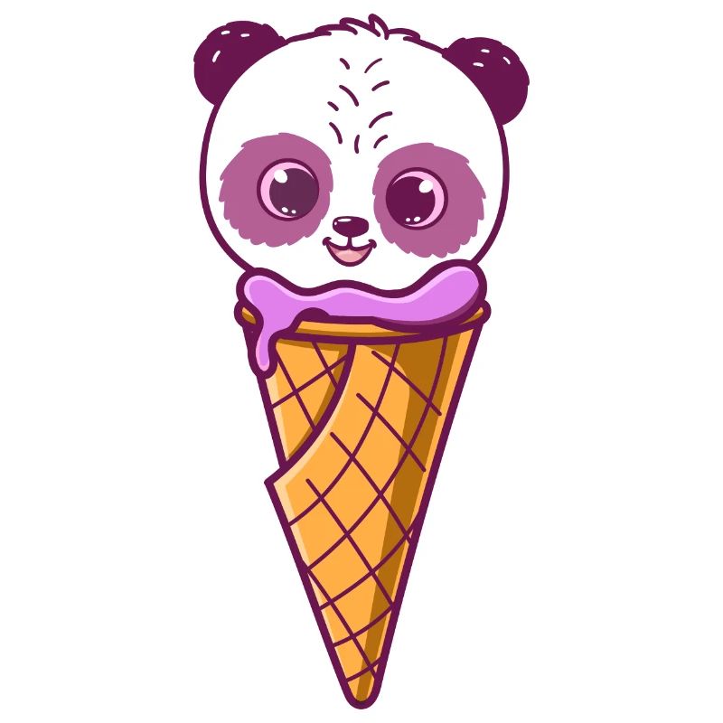 Süßer Pandakopf, der auf Eis lächelt