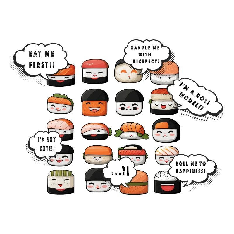 Vibrant Sushi Faces: Playful Design with