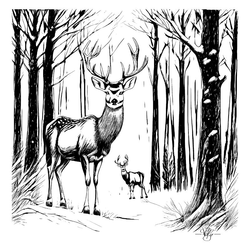 Hirsche im Schnee