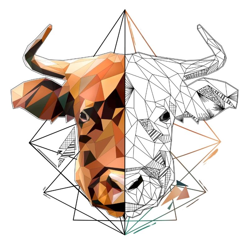 Low Poly Art Highland Beef Cool Polygon Tatouage