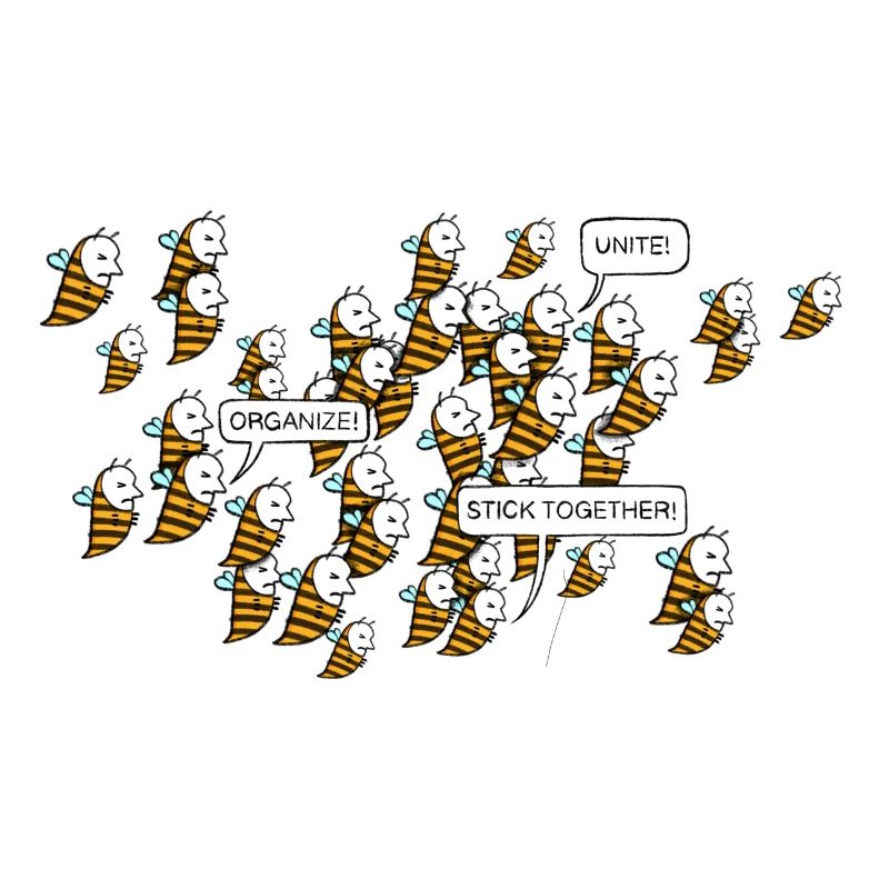 Les abeilles collent ensemble