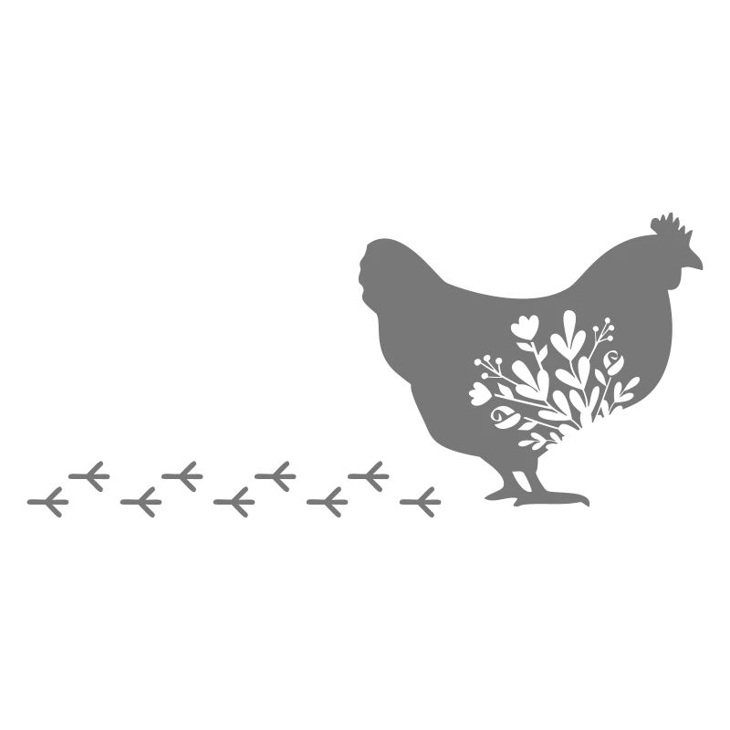 silhouette de poulet en cours d'exécution fleurie