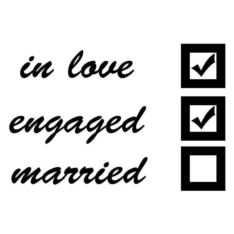 in love, engaged, married