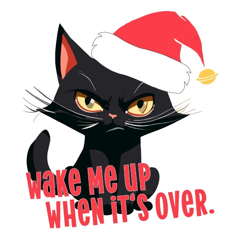 Chat de Noël chat en colère Noël père Noël s’amuse