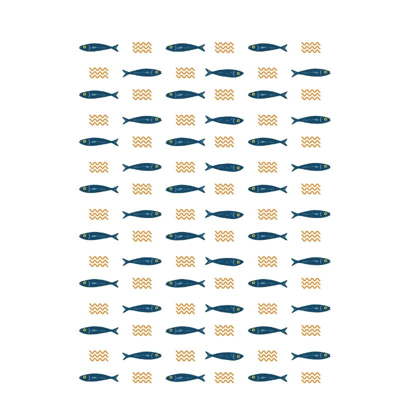 Minimalist Sardines and Waves Pattern for Summer