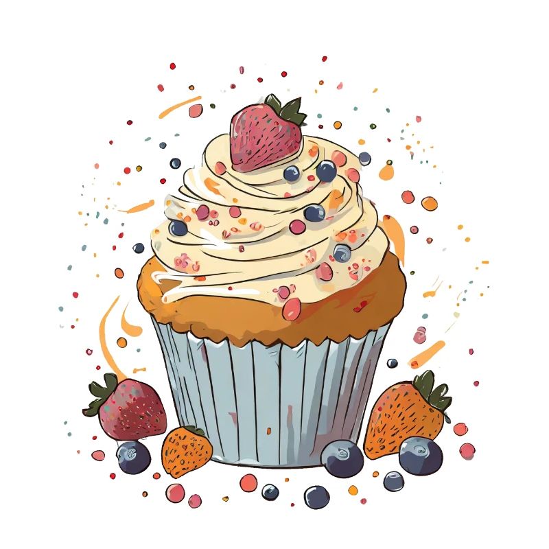 Cupcake with berries