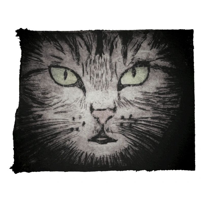 Katze schwarz - handgeschnitzte Druckvorlage