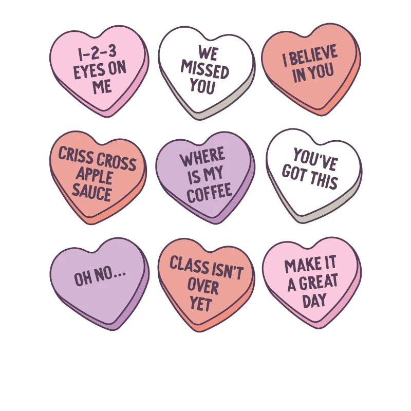 Enseigner la conversation Cœurs École Rétro Saint-Valentin