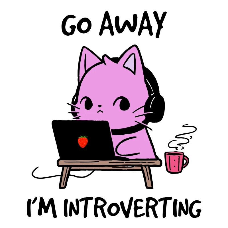 Va-t’en je suis introverti chat mignon Katze Computer