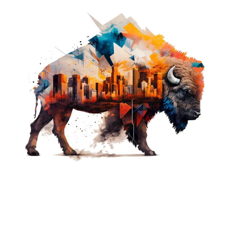 Bison Architecture Cadeau coloré Polygone Animal