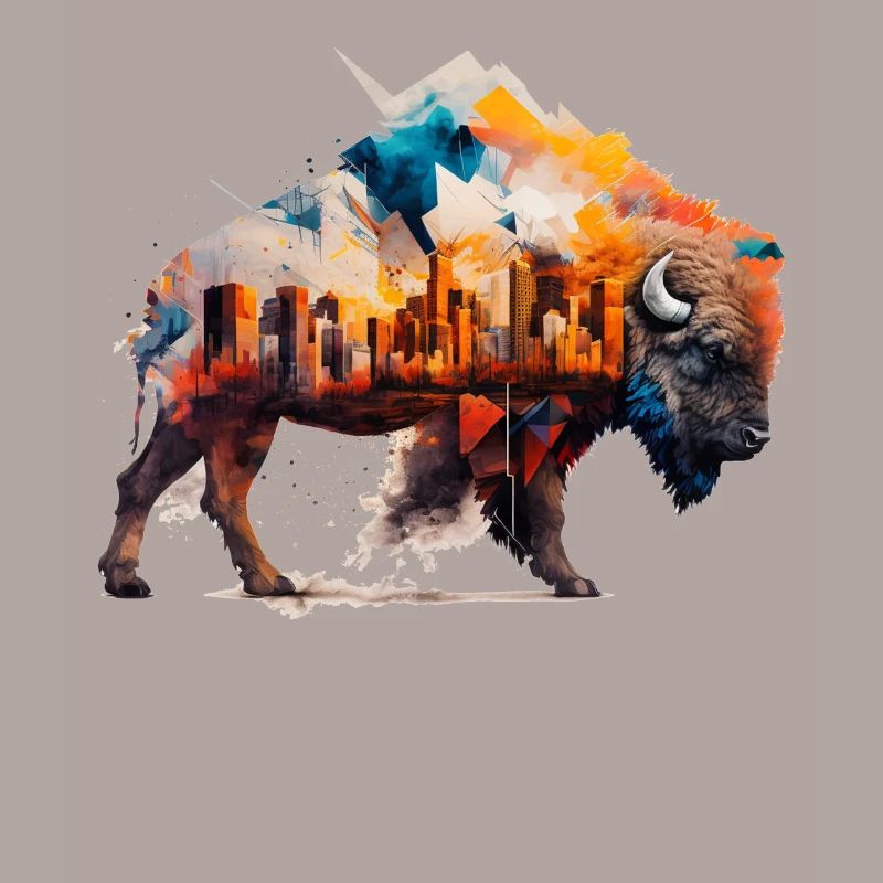 Bison Architektur Bunt Geschenk Polygon Tier