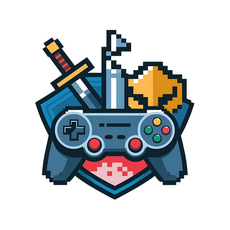 Logo de jeu – manette et épée Pixel Art
