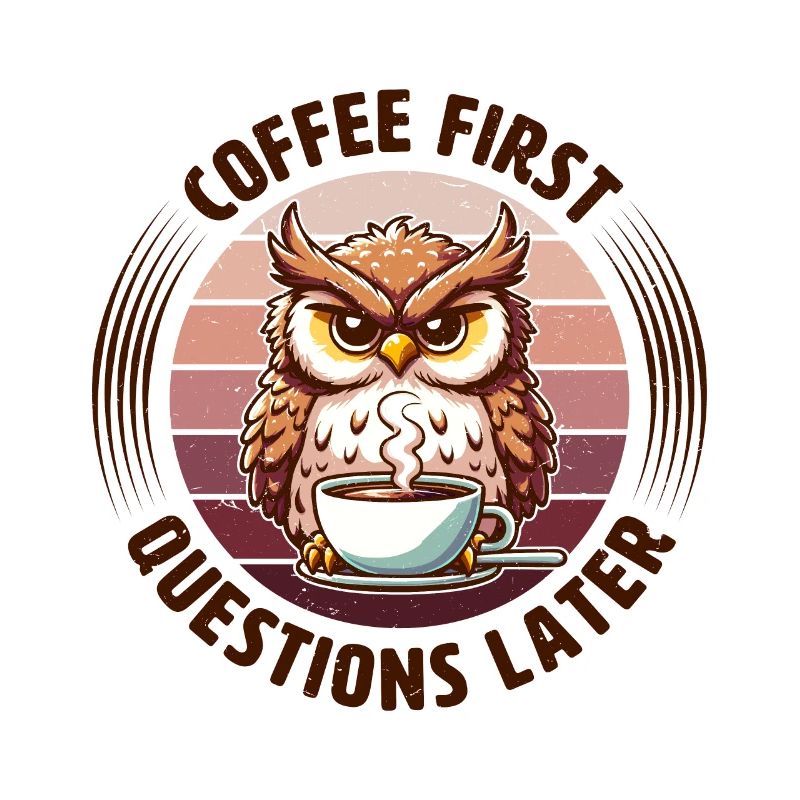 Mürrische Eule Mit Kaffee