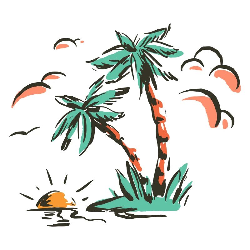Palm trees beach sun summer