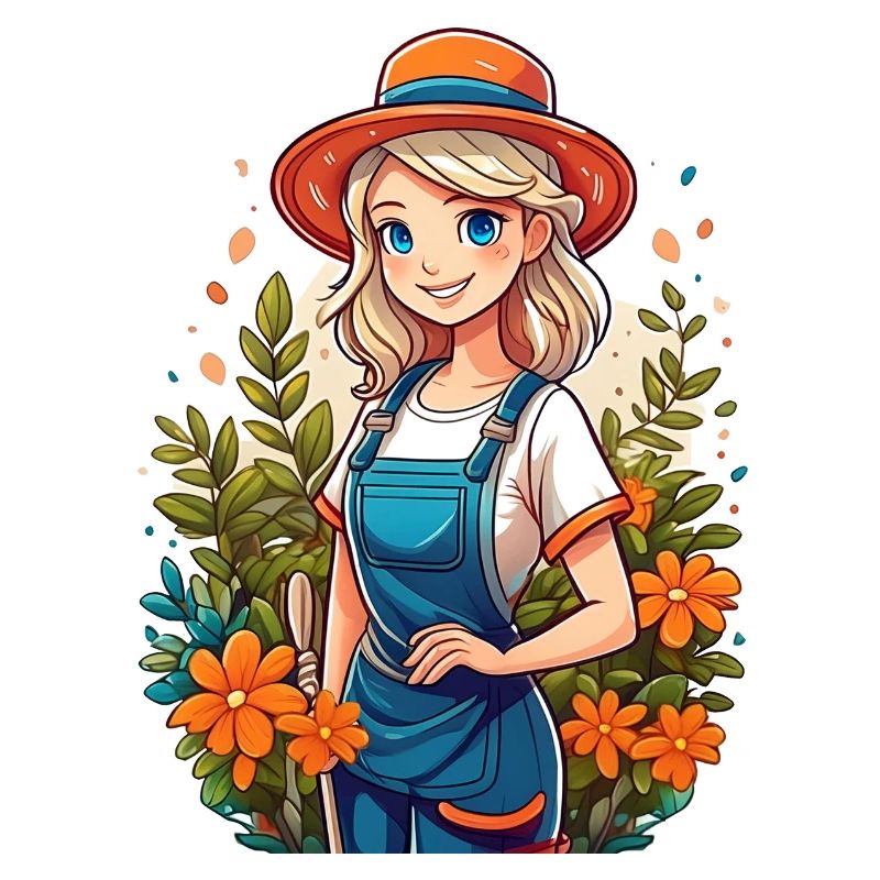Attractive gardener in her garden