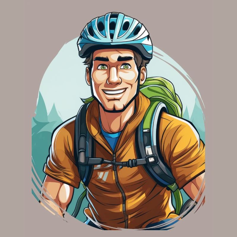A cyclist with a backpack