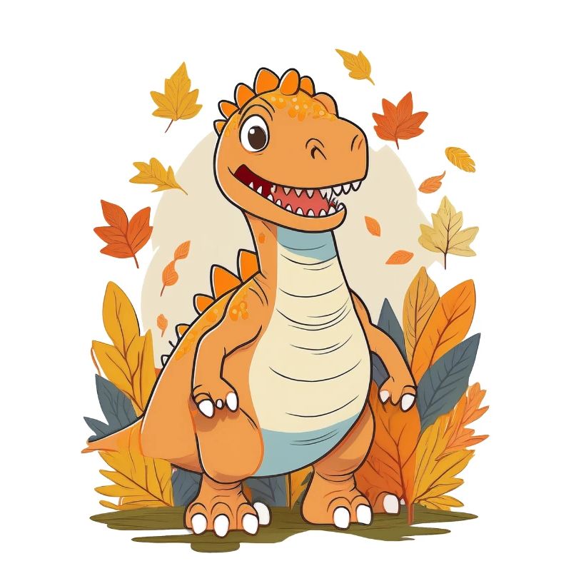Ein Dinosaurier im Herbst