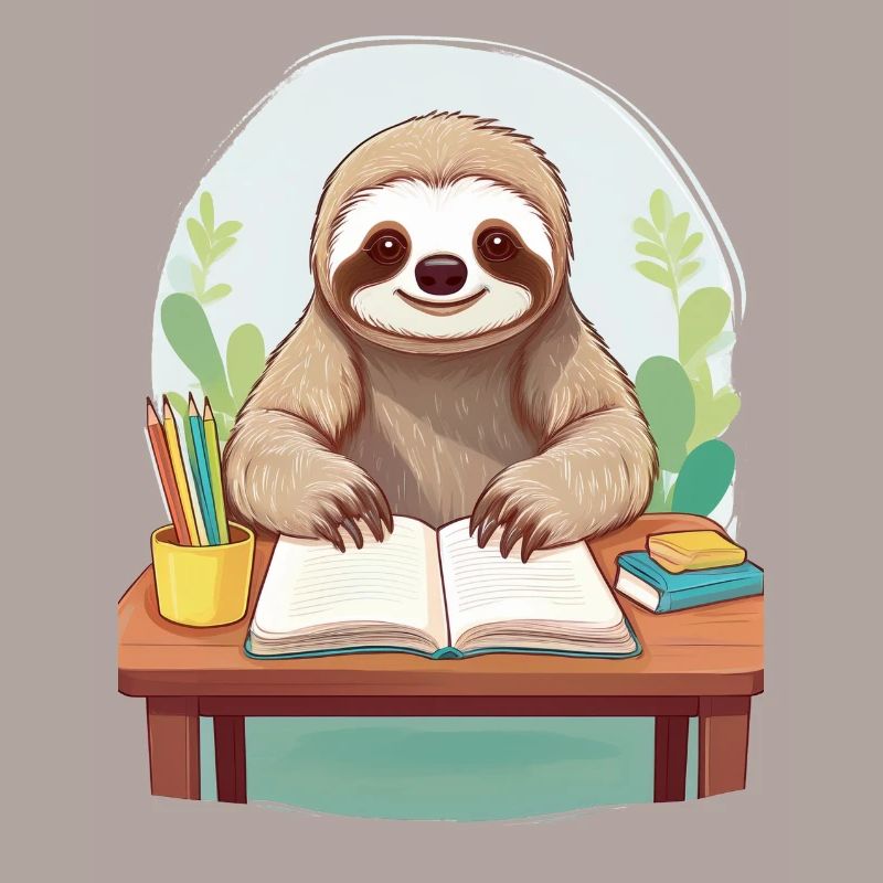 Sloth does homework
