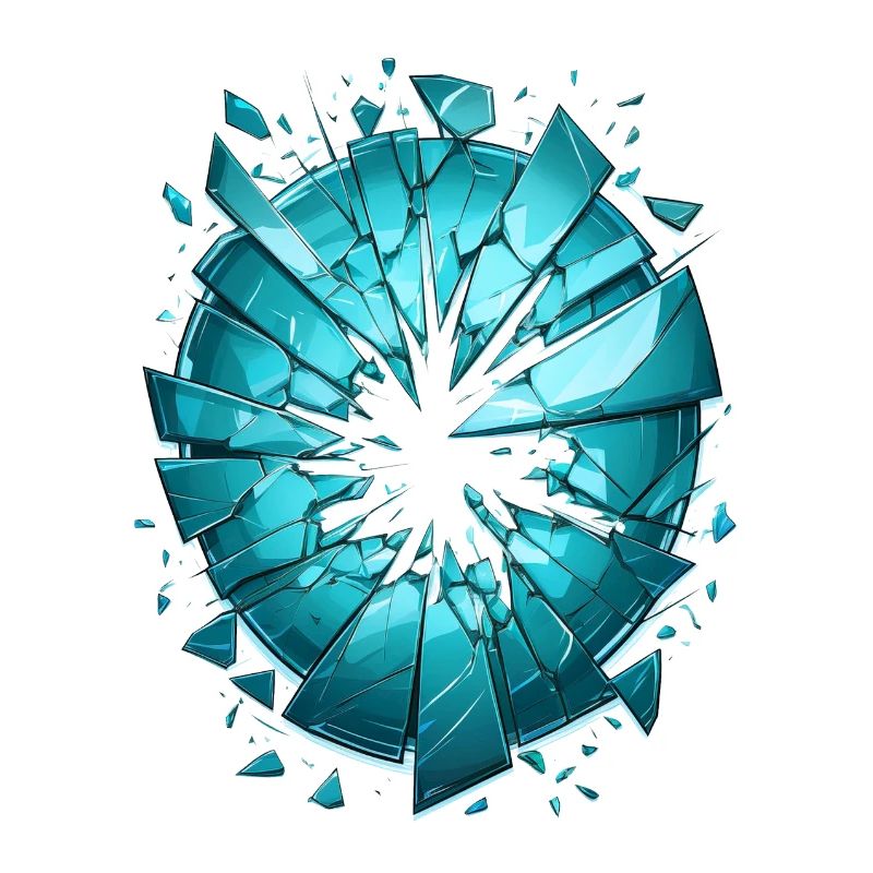 Broken, shattered glass