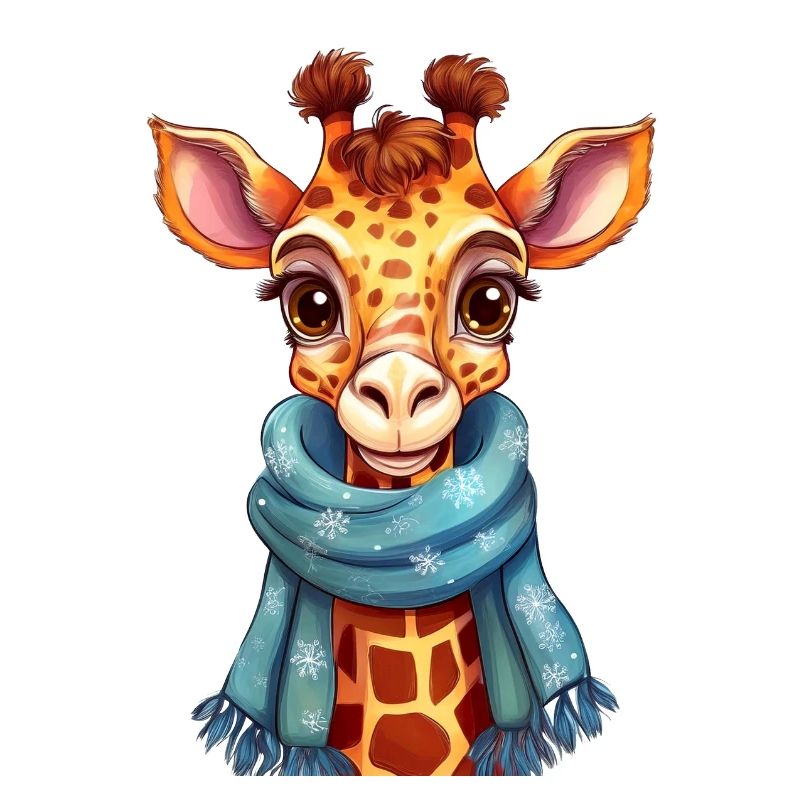 Girafe avec écharpe en hiver