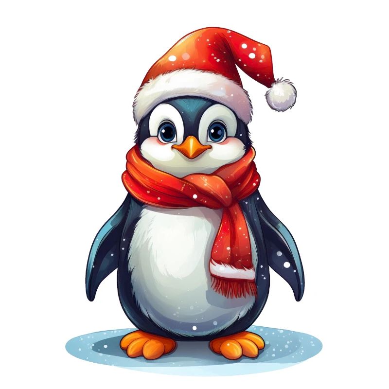 Pinguin zu Weihnachten und im Winter