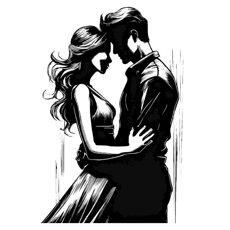 Silhouette d’un couple le jour de la Saint-Valentin