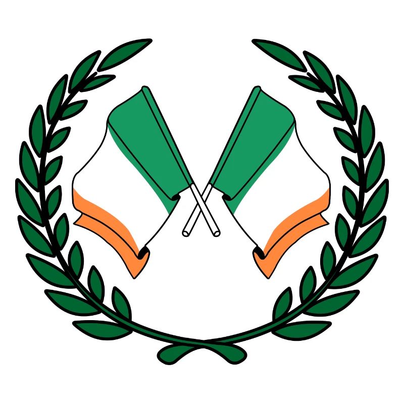 Drapeaux de l’Irlande en couronne de laurier