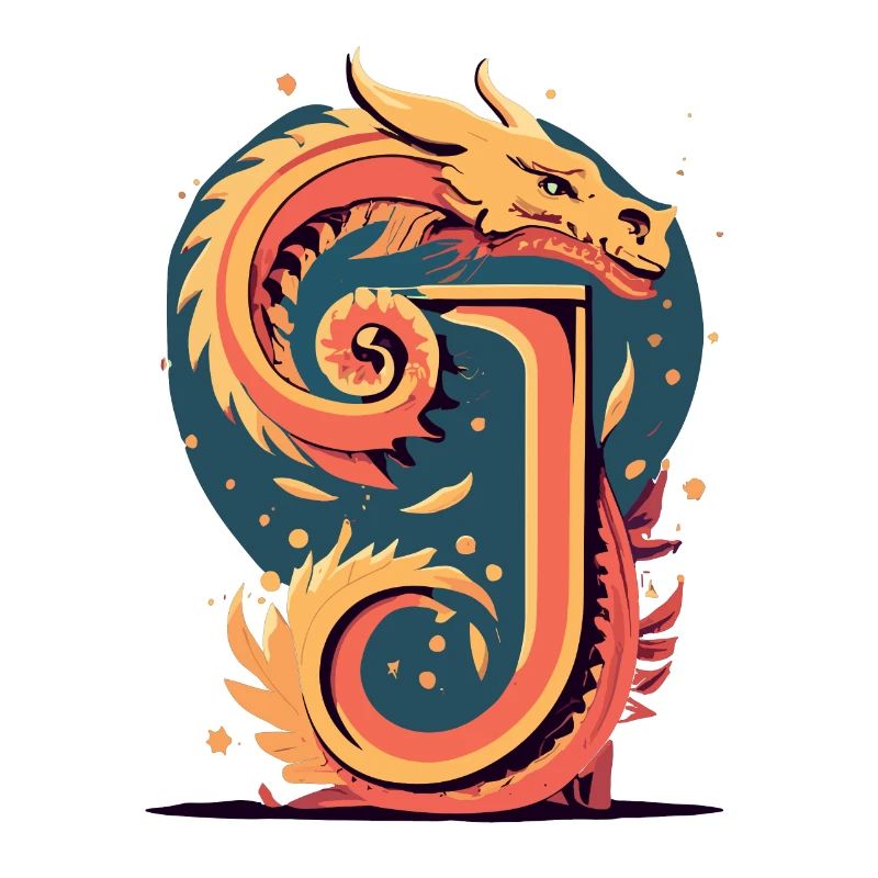 Buchstabe J mit Drache