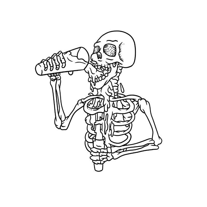 Skeleton drinks drink