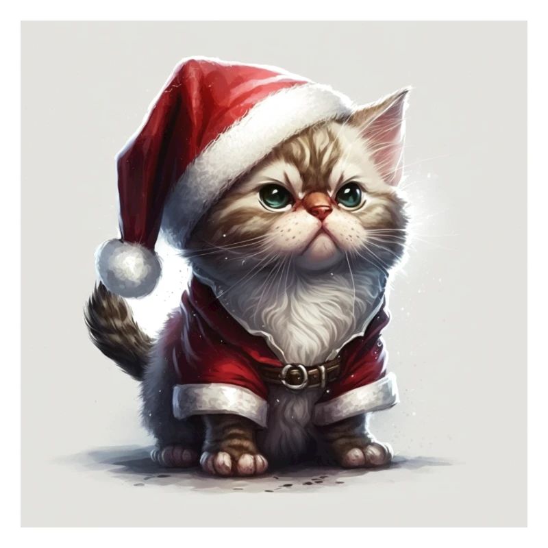 Un doux chat comique comme père Noël