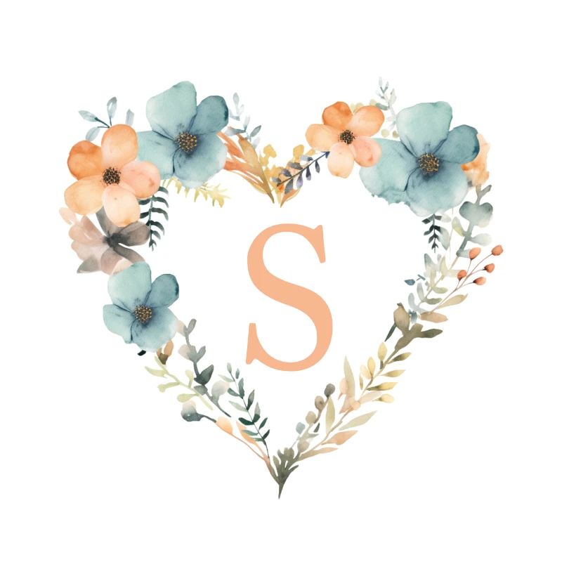 S Monogramm Herz Blumen Kranz