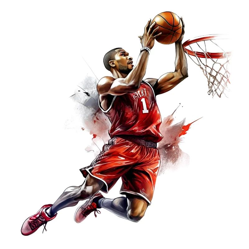 Basketballspieler zieht Korb mit Lapi