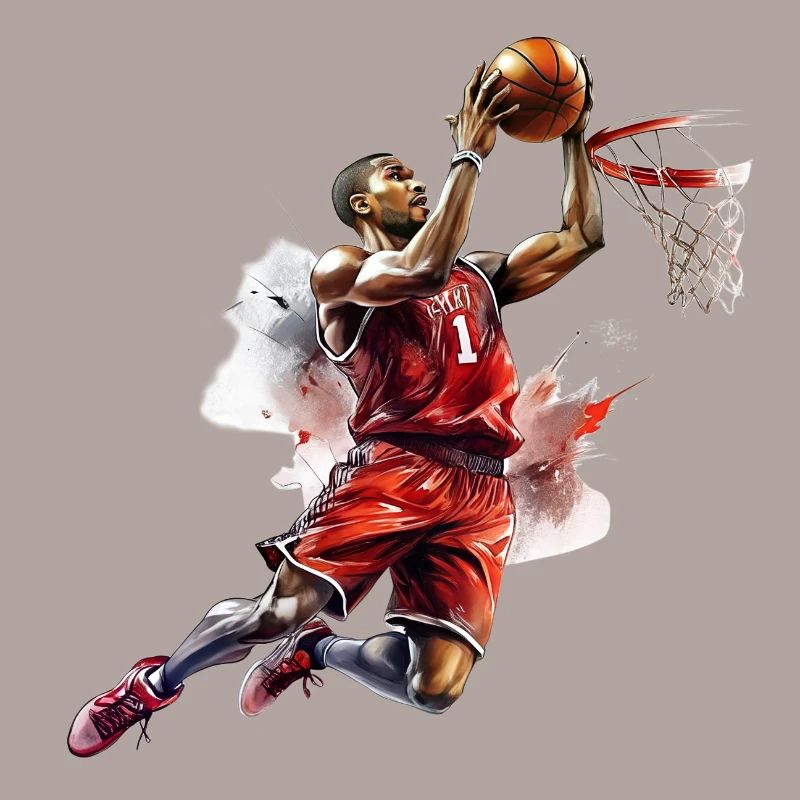 Panier de dessin de basketteur avec lapi