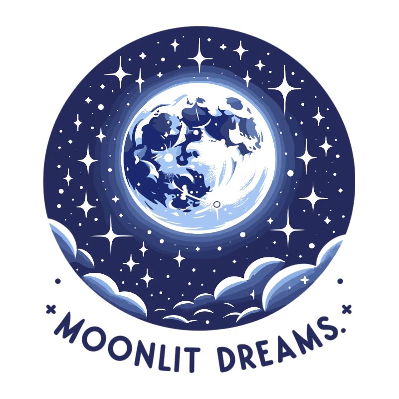 Bright full moon in starry sky