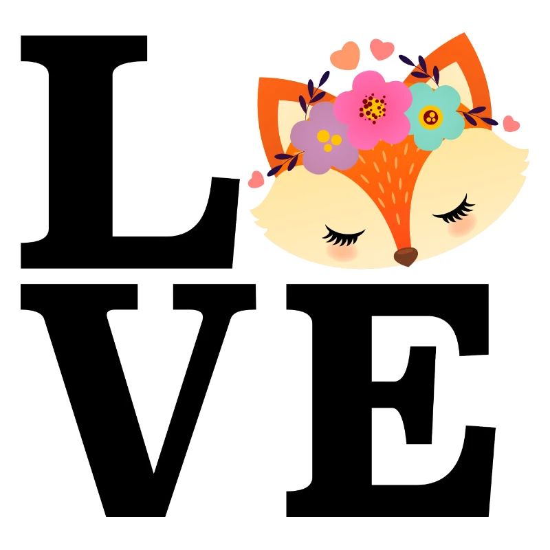 Love Renards Mignon Visage de renard Fleur d’animal